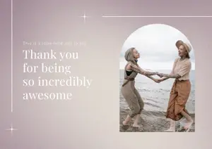 A Couple Of Women Standing Next To Each Other Thank You Template