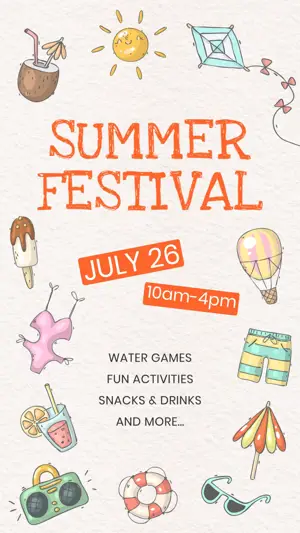 Summer festival illustrated stickers Instagram story template