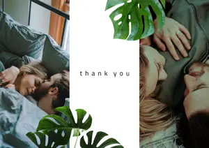 A Man And Woman Laying In Bed Next To Each Other Thank You Template