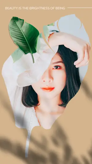 A Woman Holding A Green Leaf Over Her Head Leaves Template