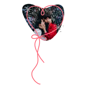 A Couple Kissing In A Heart Shaped Photo Frame Love Stickers Template