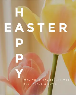 Happy Easter typography flowers greeting card template