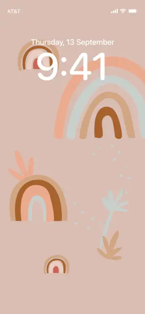 A Pattern Of Rainbows And Trees On A Pink Background Wallpapers Template