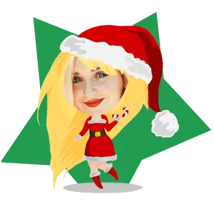 A Girl In A Santa Hat With A Candy Cane Christmas Stickers Template