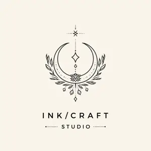 black and white minimalistic simple illustration logo for tattoo artist 