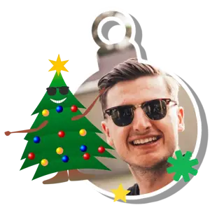 A Picture Of A Man With Sunglasses And A Christmas Tree Christmas Stickers Template