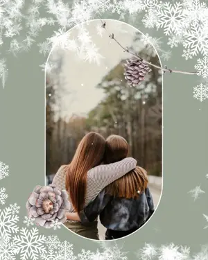 friends hugging winter wonderland template 