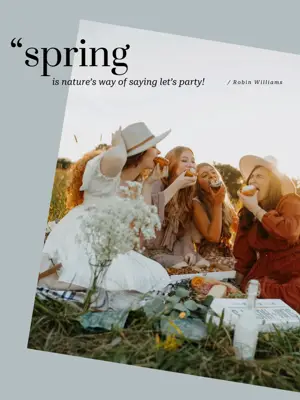 girlfriends having fun in a picnic Hello Spring Template