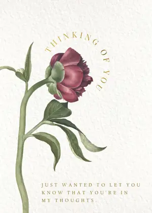 Botanical thinking of you greeting card bright template 
