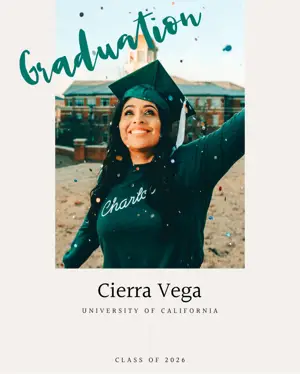 a photo of a student and confetti graduation template 