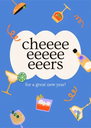 Drinks stickers new year greeting card funny template 