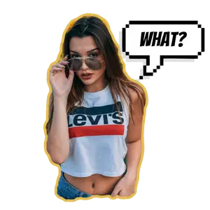 What? A Woman Wearing A Crop Top And Sunglasses Whatsapp Sticker Template
