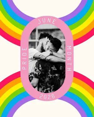 Men kissing pride month celebration Instagram post template 