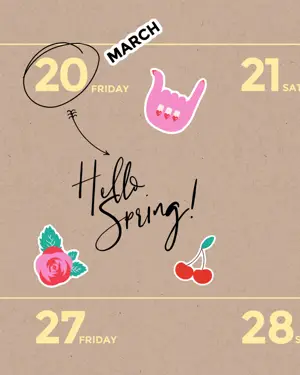 Calendar stickers spring Instagram post template