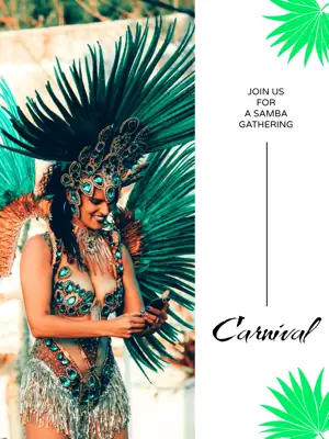 A Woman In A Costume With A Palm Leaf On Her Head Carnival Template