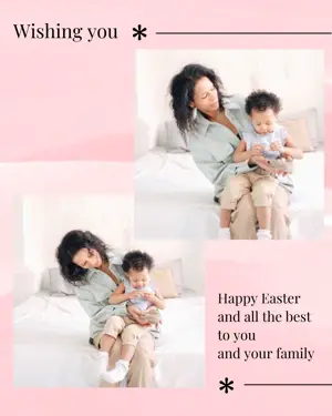 Family pictures Easter greeting card template 