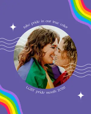 Purple and rainbow Pride month celebration Instagram post template 