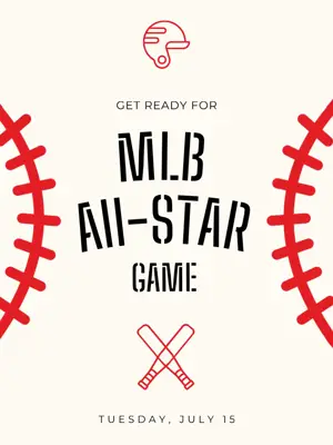 Typography red baseball MLB all-star games Instagram post template