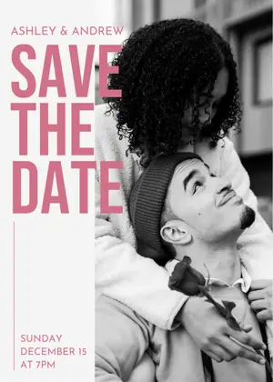 Black and white photo save the date wedding template 