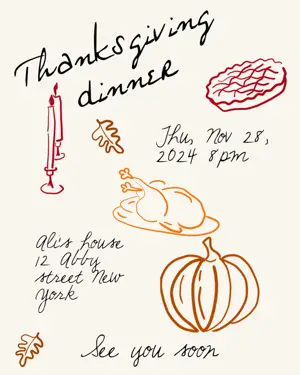 Illustrated Thanksgiving Dinner Invitation