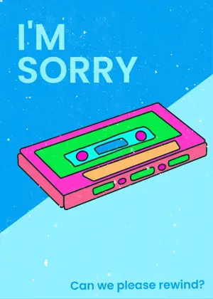 Retro sorry greeting card template 
