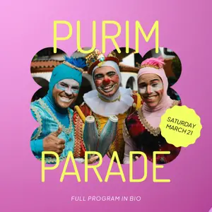 photo of men wearing costume Purim parade instagram post template