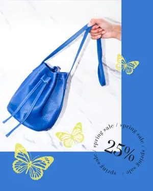 Blue spring sale butterflies Instagram post template 