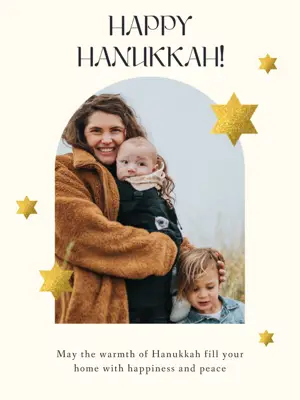 bright minimalist glittery Hanukkah holiday Family Photo Greetings Instagram Post Template