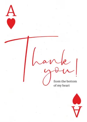 Red heart card thank you greeting card template 