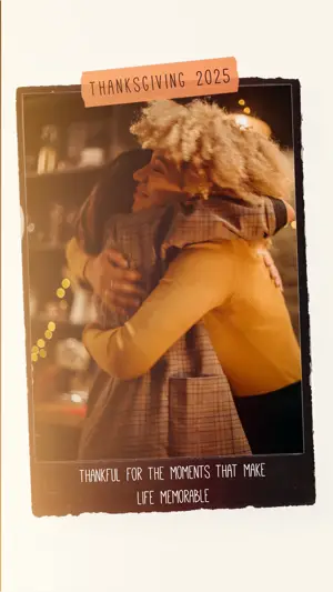 friends hugging photo frame Thanksgiving greetings instagram story template 
