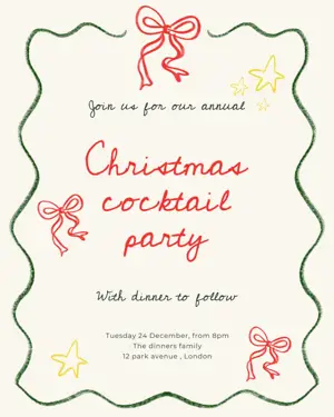 Christmas cocktail party hand writing style invitation