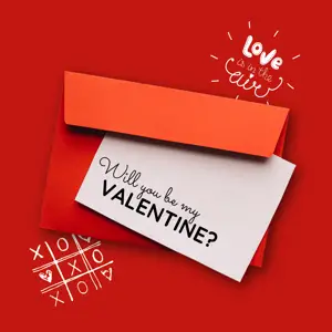 red Valentine’s magic photo of an envelope instagram post template