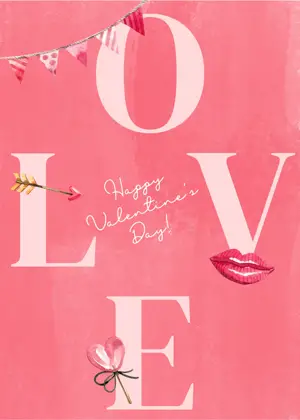 Pink Valentine’s Day greeting card template