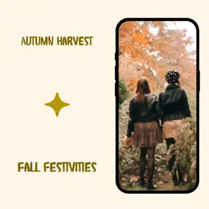 Autumn harvest golden leaves Instagram Post template