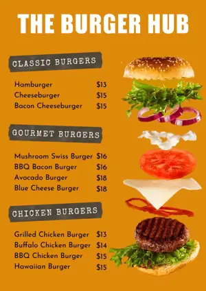 burger restaurant menu template