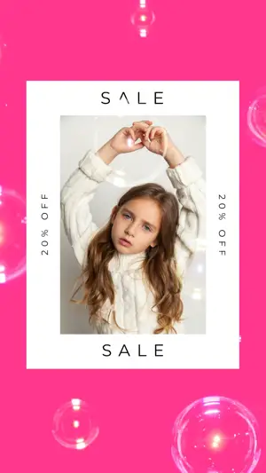 Girls With Bubbles Pink Sale Brochure Template