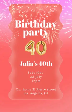 Birthday Template, Julia’s 40th Birthday 
