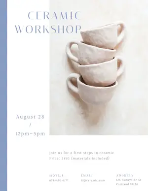 Ceramics Cups Workshop Lessons Flyer Template 
