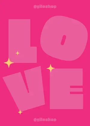 LOVE pink and yellow sparkle greeting card