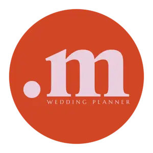 m wedding planner red circle with pink text cute and fun logo template 