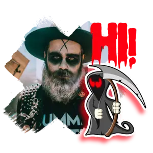 A Man With A Beard And A Top Hat Holding A Knife Halloween Stickers Template