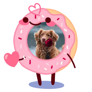 A Picture Of A Dog In A Donut Frame Love Stickers Template