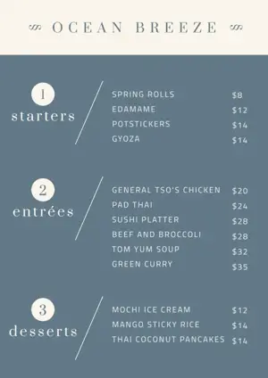 restaurant menu template