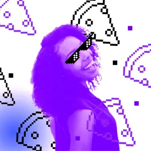 Profile Pic Of a Woman old Computer style, sunglasses, Purple