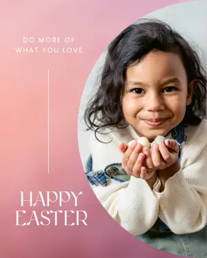 Happy Easter minimalist photo greeting card template