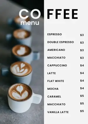 coffee menu template 
