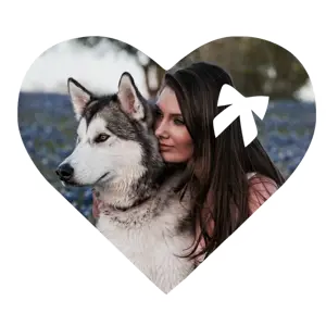 A Woman Hugging A Husky Dog In A Heart Shape Whatsapp Sticker Template