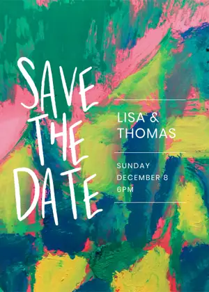 Colorful painting save the date wedding template 