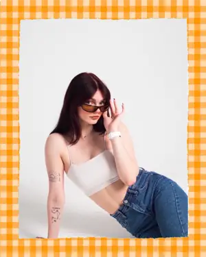 Orange  checkered portrait size template 