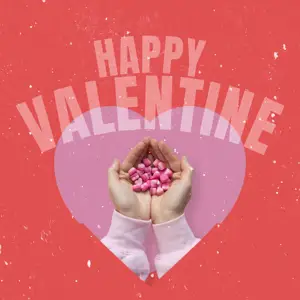 red Valentine’s magic photo of hands with little hearts instagram post template